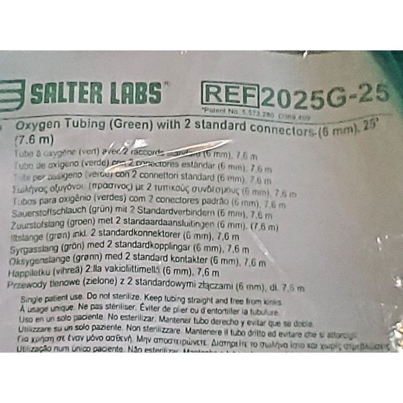 Salter Lab Ref 2025 G-25 Green Oxygen Tube. - Picture 4 of 10